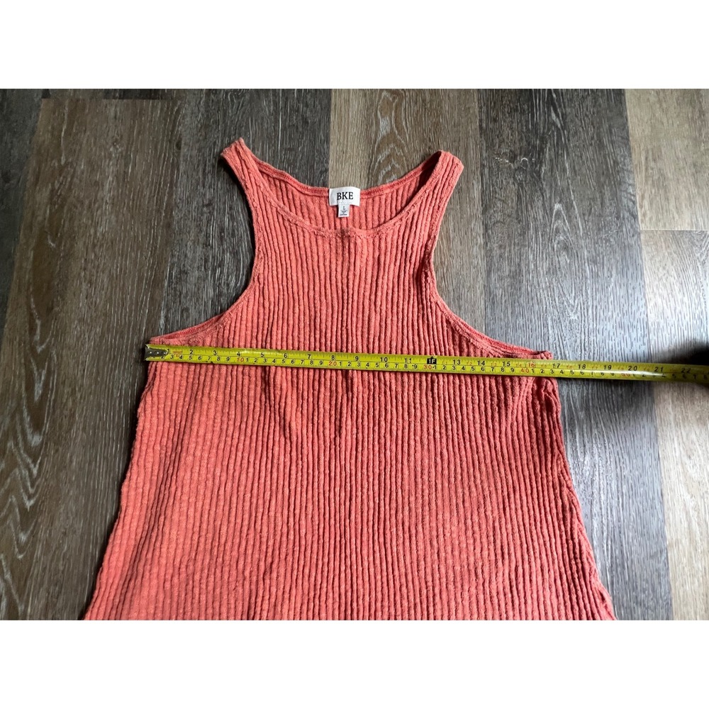 BKE Tank Top Women Large Coral Ribbed High Neck Racerback Flowy Knit - Picture 3 of 6